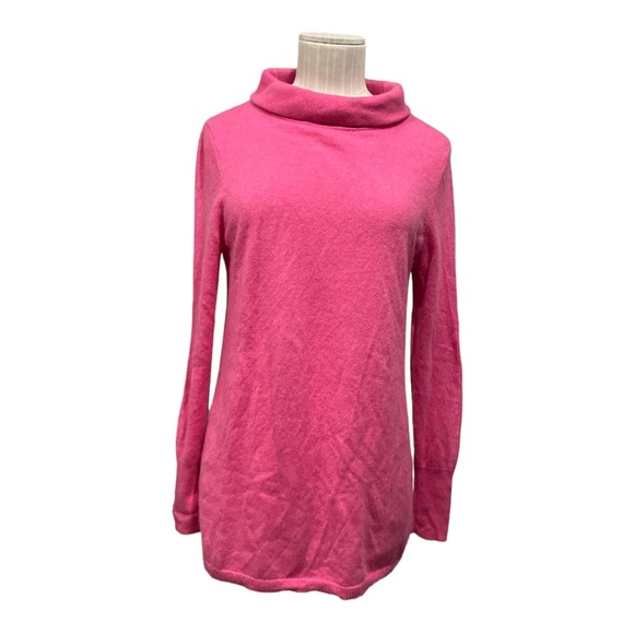 Talbots Petite Pink Cashmere Sweater Mock Neck Ribbed Trim Medium - Picture 1 of 16